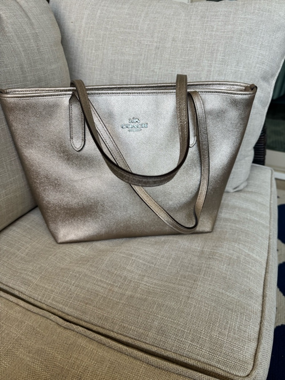 Coach Metallic Rose Gold Tote - Picture 2 of 15